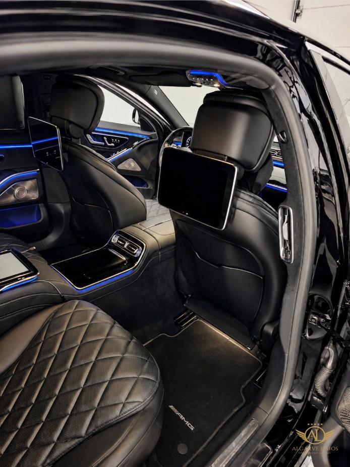 Algarve Limos Mercedes-Benz S-Class rear seats with entertainment screens