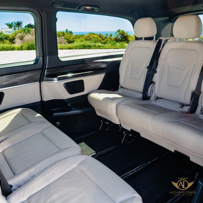 Cream leather interior of the Algarve Limos Mercedes V-Class