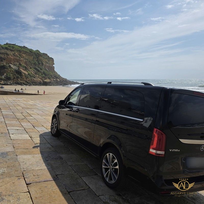 Algarve Limos Mercedes V-Class by the beach in the Western Algarve