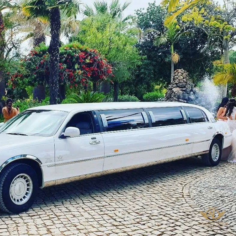 Bride and bridesmaids with the Algarve Limos limousine at a wedding quinta